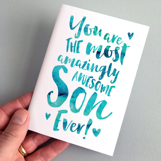 The Most Amazingly Awesome Son Greeting Card by Dig The Earth