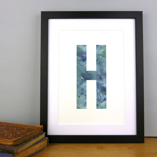 Watercolour Alphabet Initial Art Print by Dig The Earth